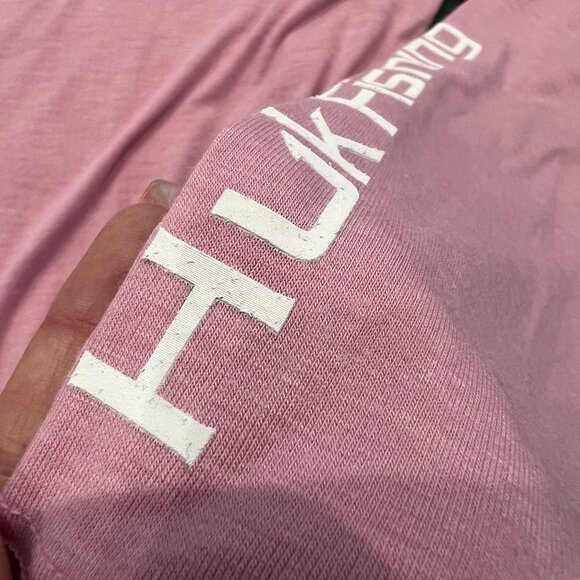 Huk Fishing Womens Medium Pink Waypoint Hoodie Moonlight Mauve UPF 30 - Picture 3 of 4
